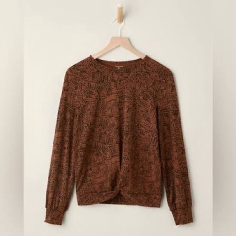 Garnet Hill Black and Brown Patterned Blouse